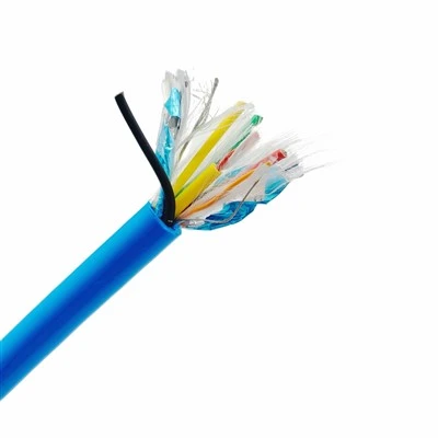 PDK81301-4*2.5+3*(2*{{3}D)+1*2*0.2+D Cebl Dal Ddŵr – 4x2.5mm² Pŵer + 4 Parau Signalau Wedi'u Gwarchod Gyda Gwifrau Draen, Copr Tun, Inswleiddiad XLPE Morol, Siaced TPU a Rheoli Tanfor